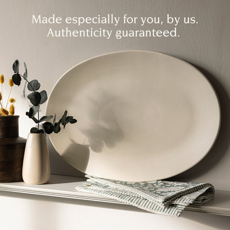 Ivory Matte Ceramic Oval Serving Platter