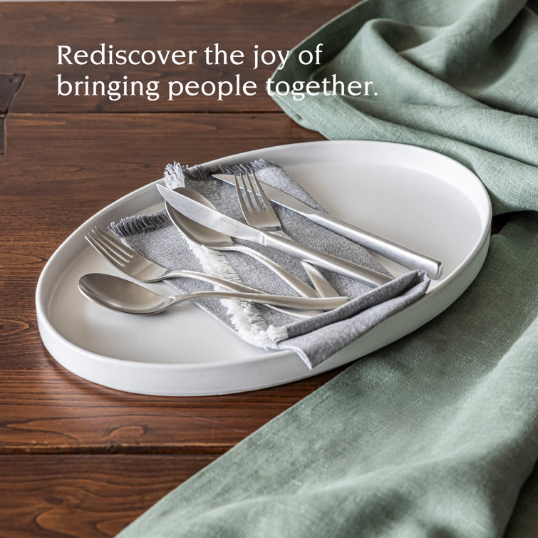 White Oval Ceramic Stackable Serving Platter