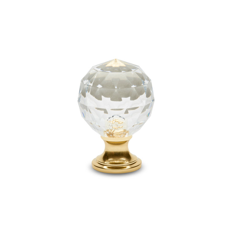 Polished Brass and Clear Acrylic Round Cabinet Knob