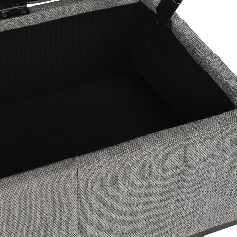 Elegant Dark Gray Tufted Storage Bench with Wood Frame