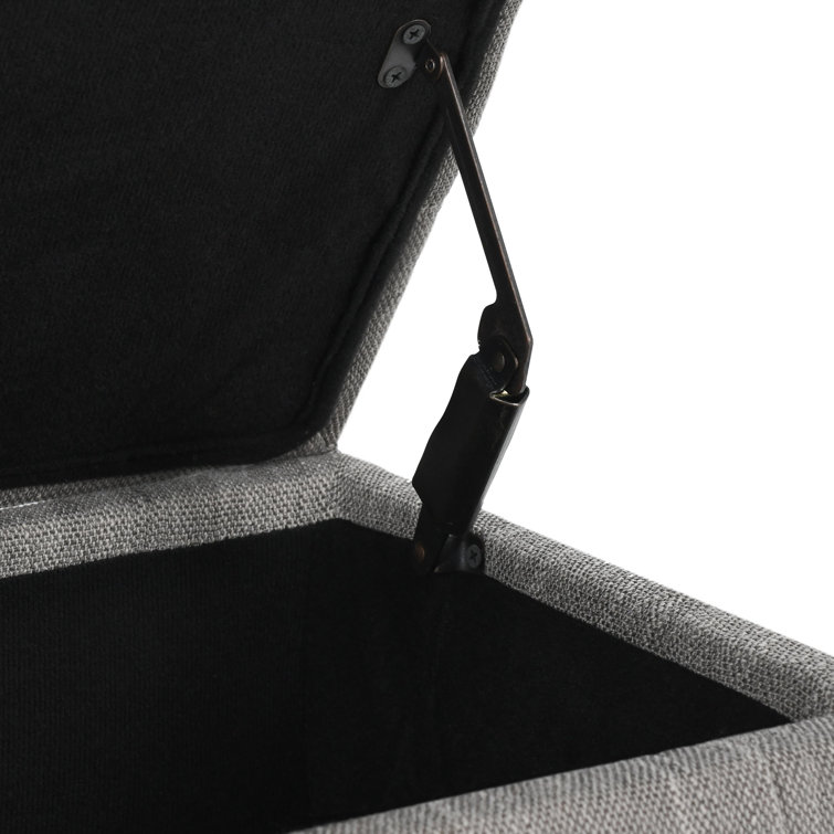 Elegant Dark Gray Tufted Storage Bench with Wood Frame