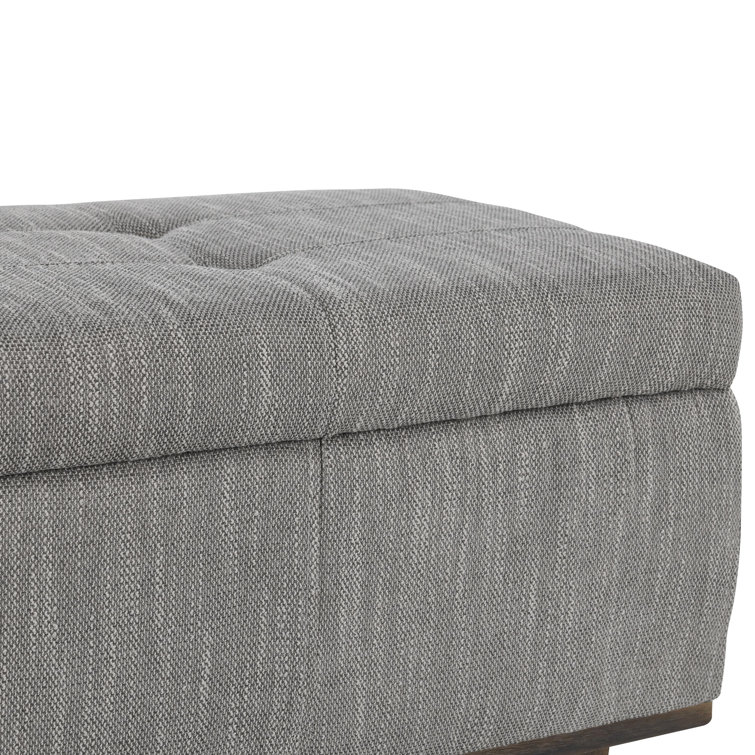 Elegant Dark Gray Tufted Storage Bench with Wood Frame