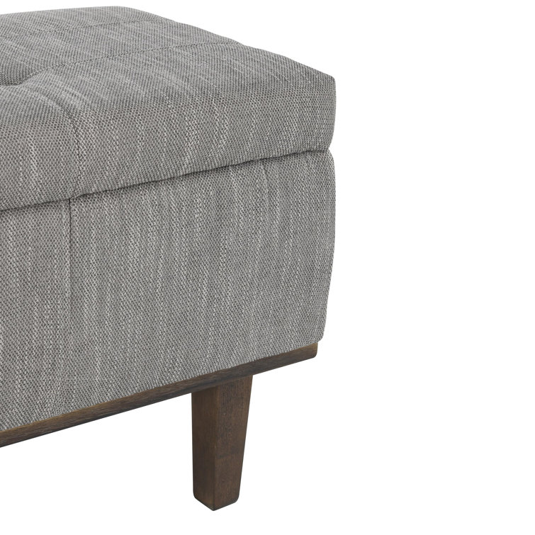 Elegant Dark Gray Tufted Storage Bench with Wood Frame