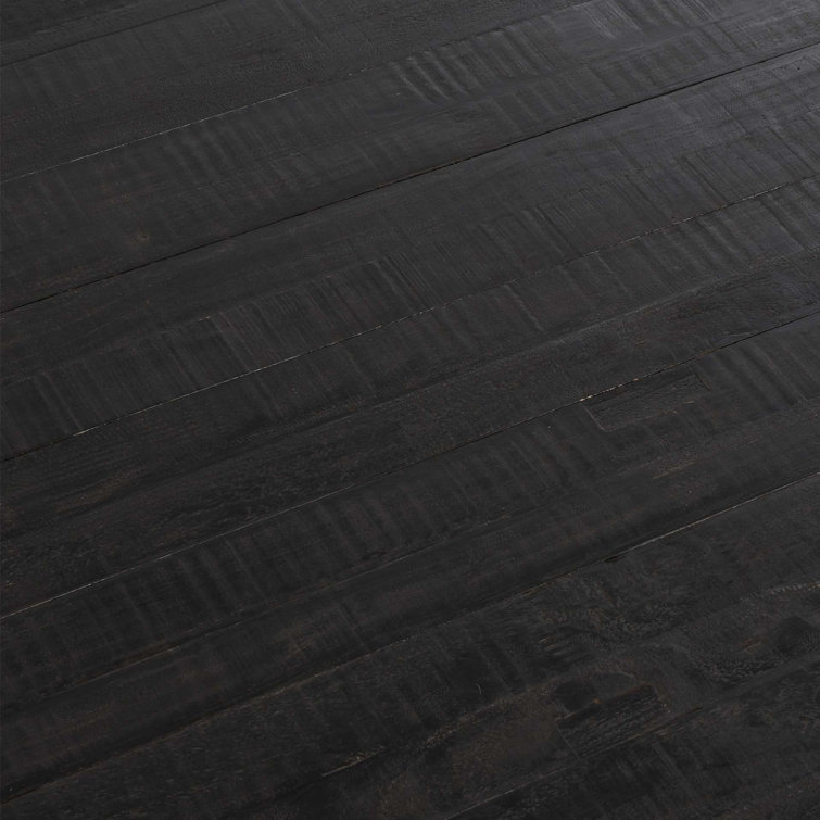 Black and Natural Pine Wood Rectangular Dining Table