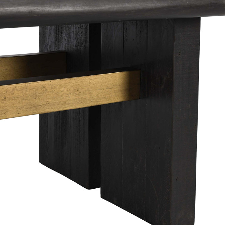 Black and Natural Pine Wood Rectangular Dining Table