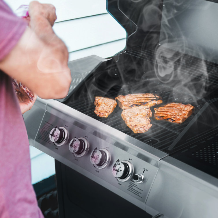Royal Gourmet 4-Burner Black and Silver Stainless Steel Propane Gas Grill