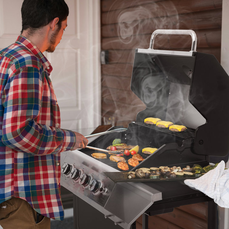 Royal Gourmet 4-Burner Black and Silver Stainless Steel Propane Gas Grill