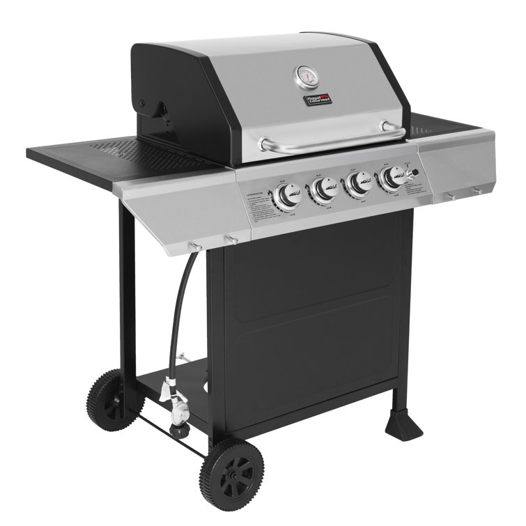 Royal Gourmet 4-Burner Black and Silver Stainless Steel Propane Gas Grill