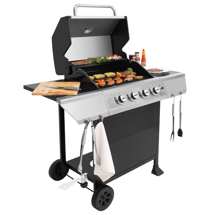 Royal Gourmet 4-Burner Black and Silver Stainless Steel Propane Gas Grill