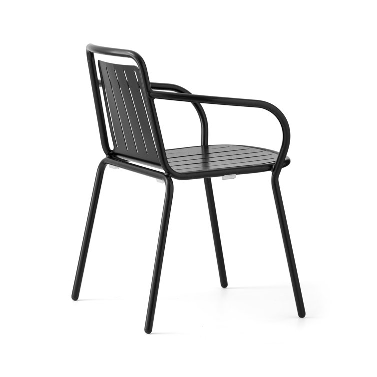 Matt Black Metal Outdoor Armchair Stackable Design