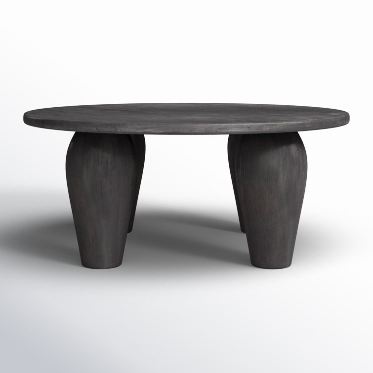 Round Black Reclaimed Wood Coffee Table with Storage