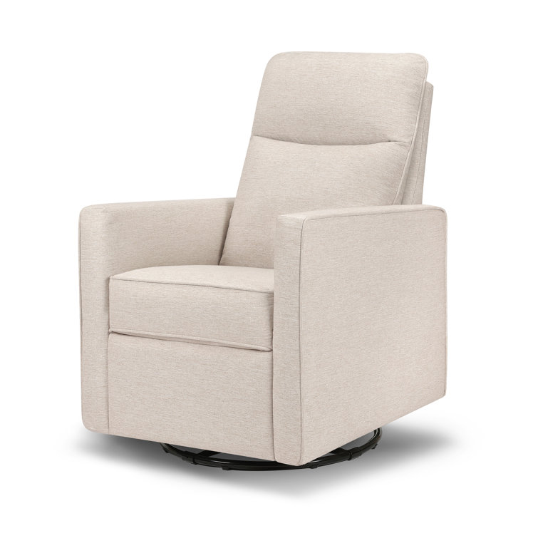 Beige Pillowback Swivel Glider with High Back Support