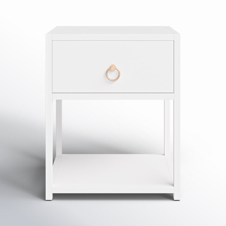 Luxe Gold & White Square End Table with Storage Shelf