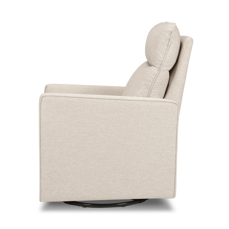 Beige Pillowback Swivel Glider with High Back Support