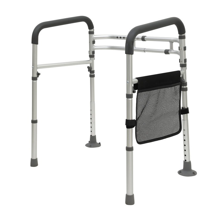 Adjustable Aluminum Toilet Safety Handrail with Storage Pouch