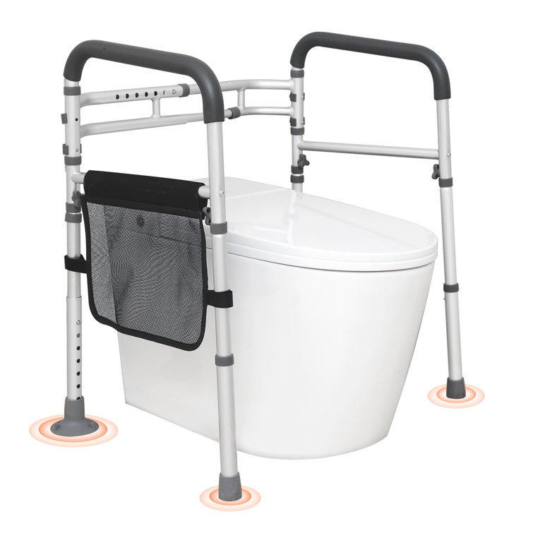 Adjustable Aluminum Toilet Safety Handrail with Storage Pouch