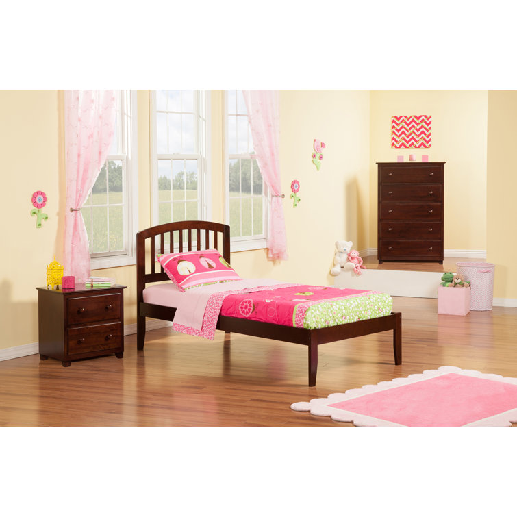 Walnut Twin Mission Wood Bed Frame with Headboard