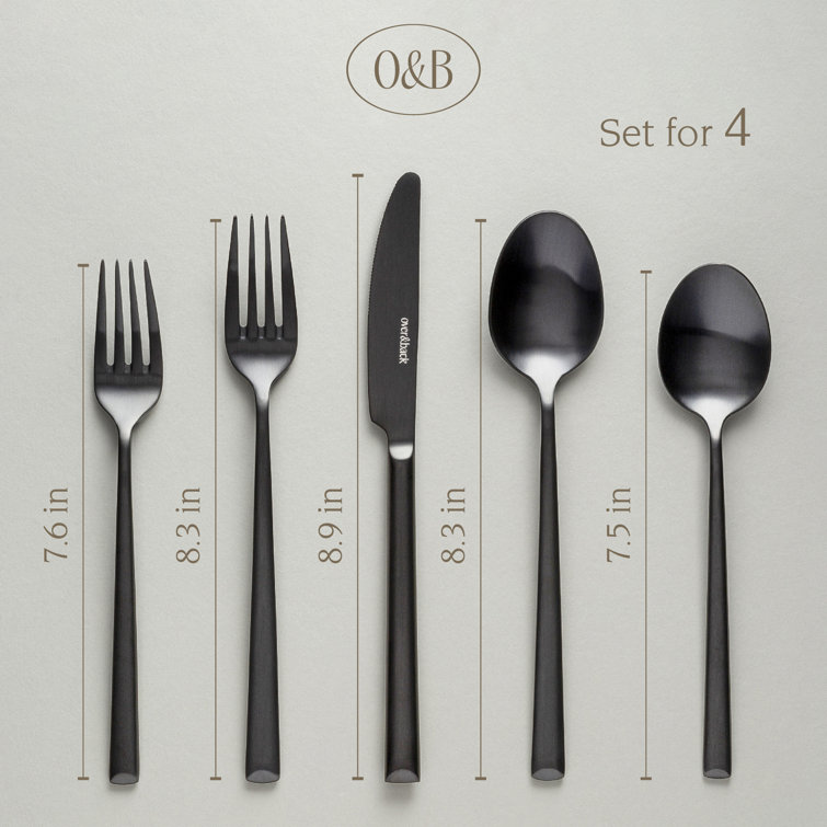 over&back Modern 18/8 Flatware Set - Service for 4