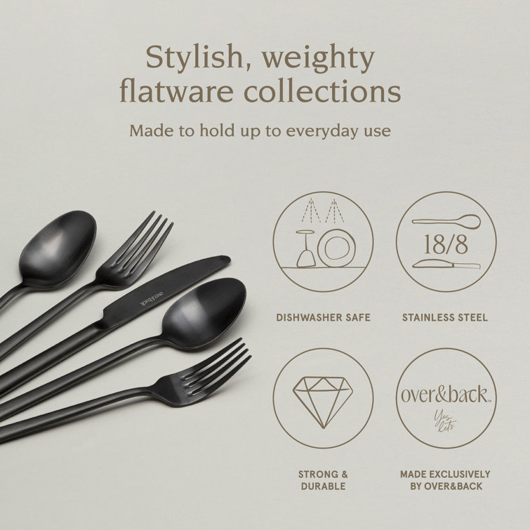 over&back Modern 18/8 Flatware Set - Service for 4