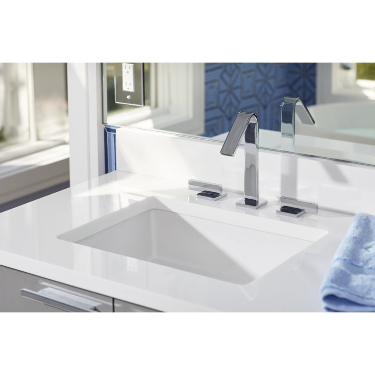 White Ceramic Rectangular Undermount Bathroom Sink