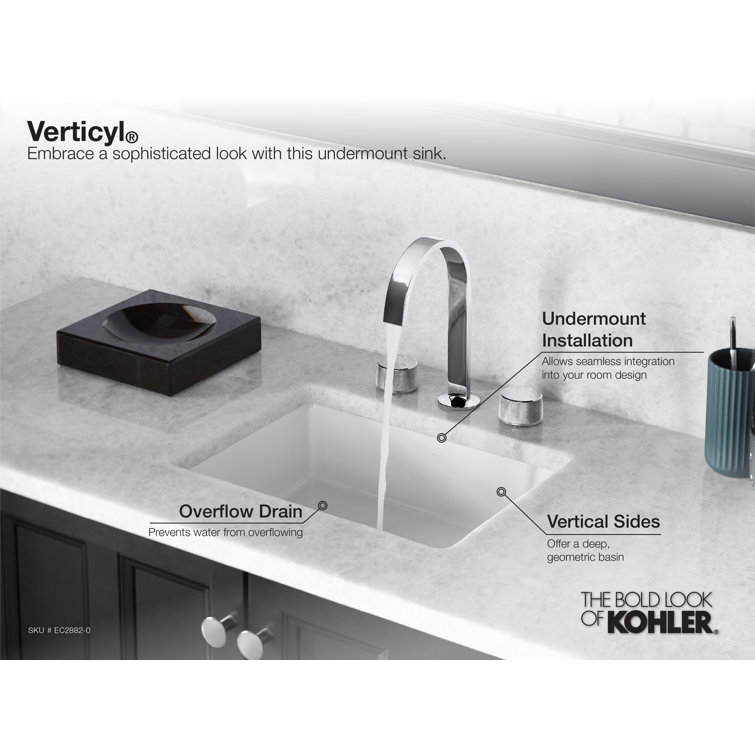White Ceramic Rectangular Undermount Bathroom Sink