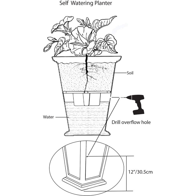 Casablanca Self-Watering Pedestal Planter, 24" Moroccan-Inspired Design