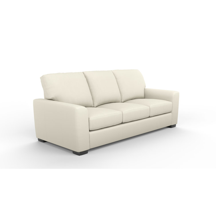 Savannah 87" Fantasy Iceberg Leather Sofa with Track Arms