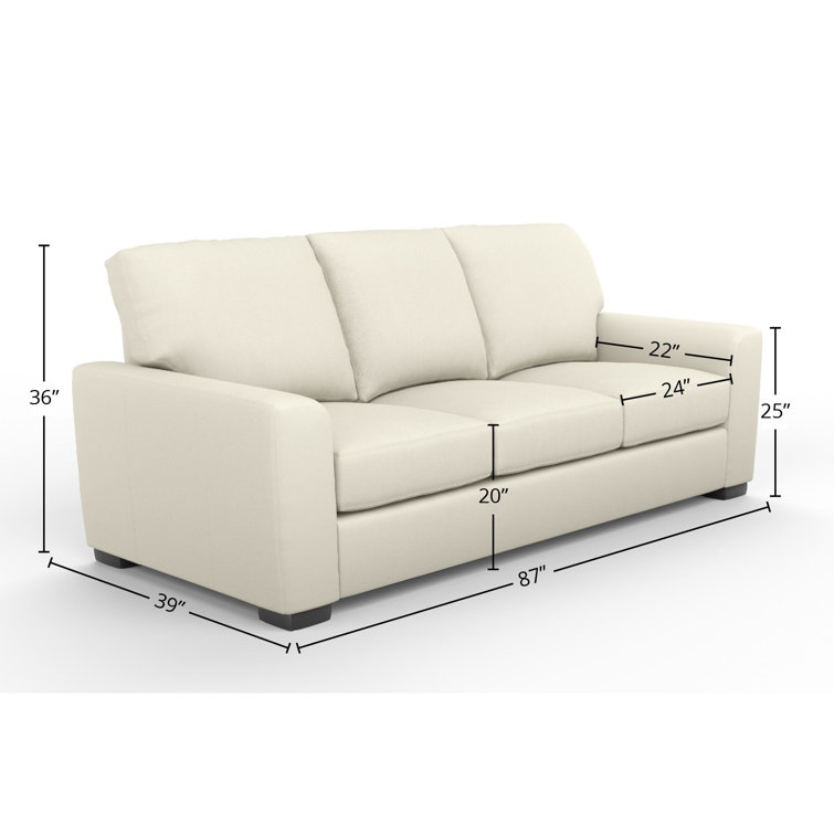 Savannah 87" Fantasy Iceberg Leather Sofa with Track Arms