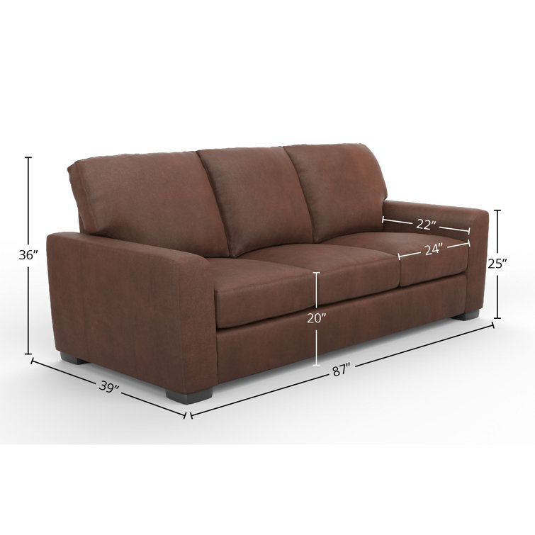 Savannah 87" Cetus Bourbon Leather Sofa with Track Arms