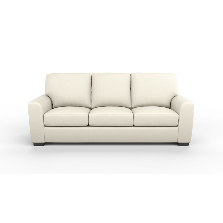 Savannah 87" Fantasy Iceberg Leather Sofa with Track Arms