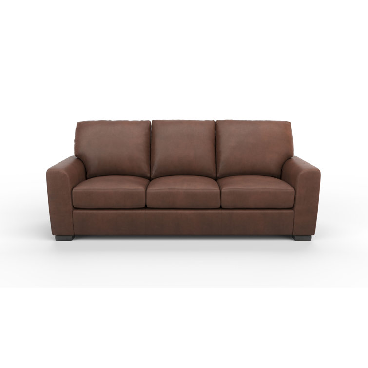 Savannah 87" Cetus Bourbon Leather Sofa with Track Arms