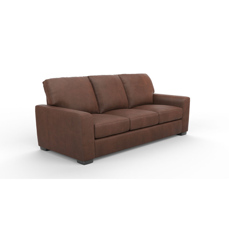 Savannah 87" Cetus Bourbon Leather Sofa with Track Arms