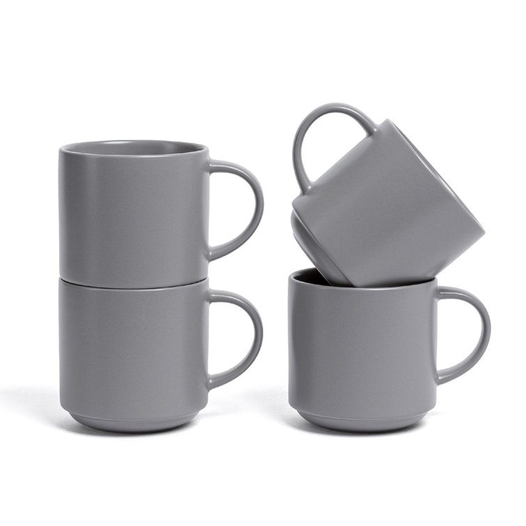 Gray Ceramic Stackable Holiday Mugs Set of 4