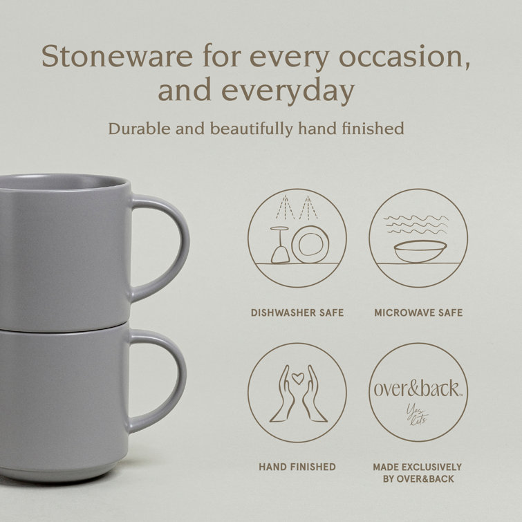 Gray Ceramic Stackable Holiday Mugs Set of 4