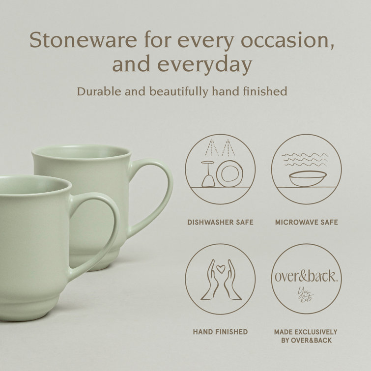 Sage Green Ceramic 16oz Dishwasher Safe Mug Set