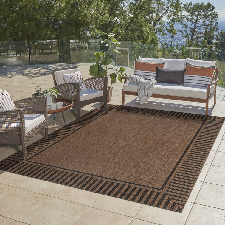 Havana Black Striped Synthetic Flatweave Indoor/Outdoor Rug 8' x 10'