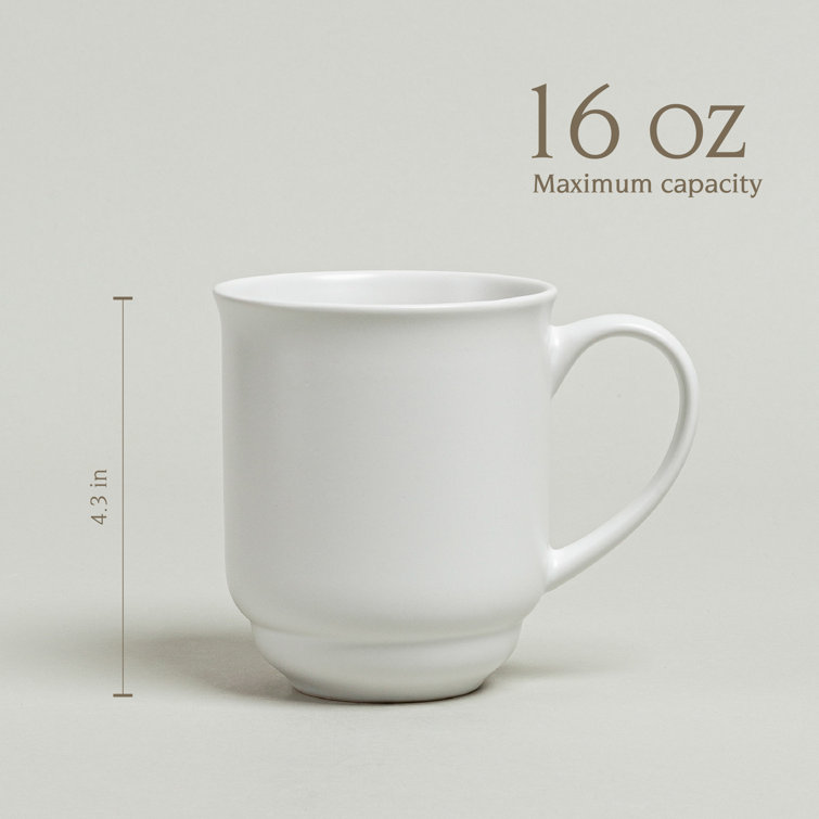 White Round Ceramic 16oz Microwave Safe Mugs, Set of 4