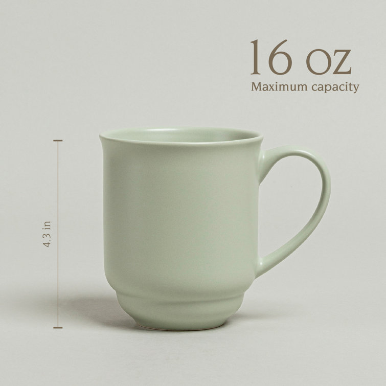 Sage Green Ceramic 16oz Dishwasher Safe Mug Set
