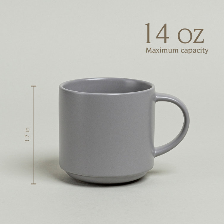 Gray Ceramic Stackable Holiday Mugs Set of 4