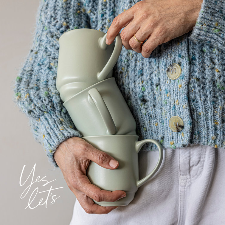 Sage Green Ceramic 16oz Dishwasher Safe Mug Set