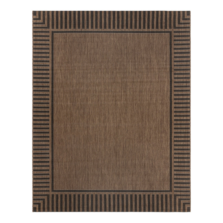 Havana Black Striped Synthetic Flatweave Indoor/Outdoor Rug 8' x 10'