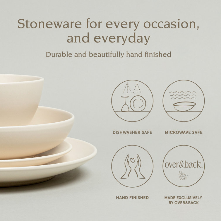 Ivory Semi-Matte Ceramic Dinnerware Set, Service for 4