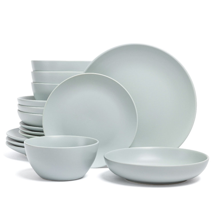 Blue Ceramic 16-Piece Round Dinnerware Set, Service for 4
