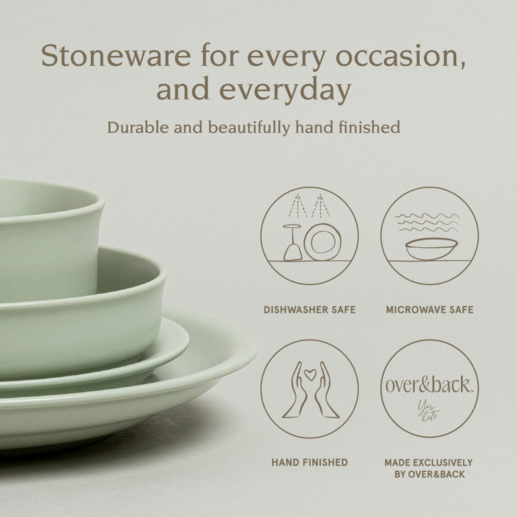 Sage Green Ceramic 16-Piece Dinnerware Set, Service for 4