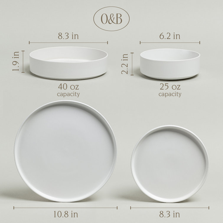 White Ceramic 16-Piece Stackable Dinnerware Set