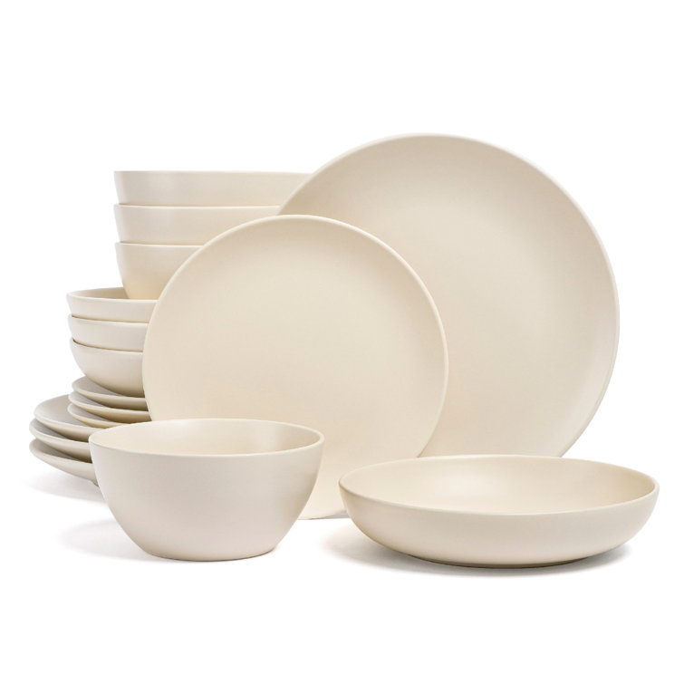 Ivory Semi-Matte Ceramic Dinnerware Set, Service for 4