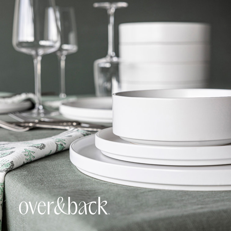 White Ceramic 16-Piece Stackable Dinnerware Set