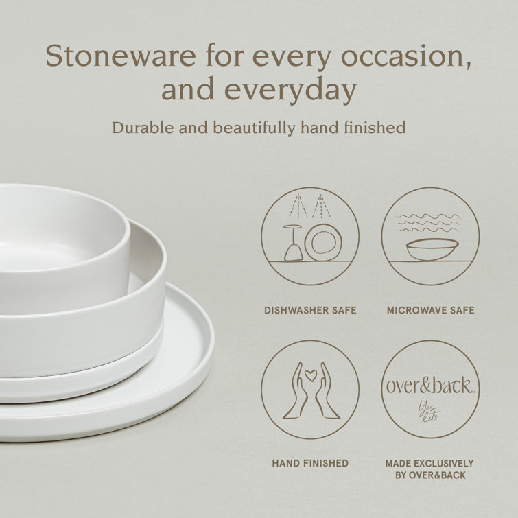 White Ceramic 16-Piece Stackable Dinnerware Set