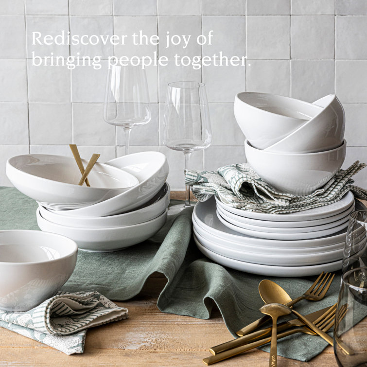 Glossy White 16-Piece Porcelain Dinnerware Set for 4