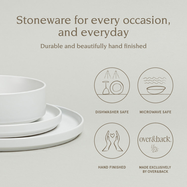 White Ceramic 12-Piece Round Dinnerware Set for 4